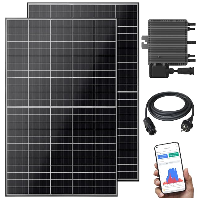 VESKA-Balkonsolarset mit zwei bifazialen Modulen in schwarzen Aluminiumrahmen