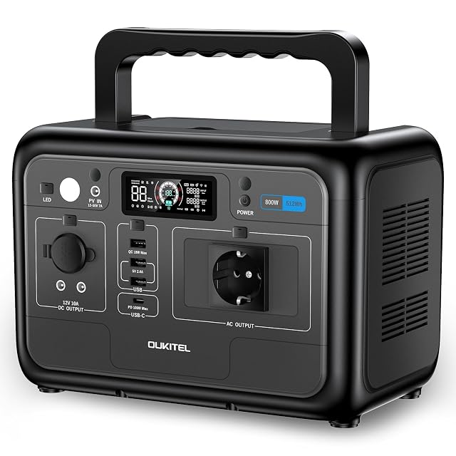 OUKITEL P800E tragbare Powerstation mit acht Ausgängen und einem Tragegriff